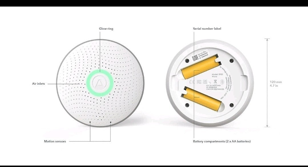 Airthings 2950 Wave Radon Detector with Humidity & Temp Sensor, Battery Free App