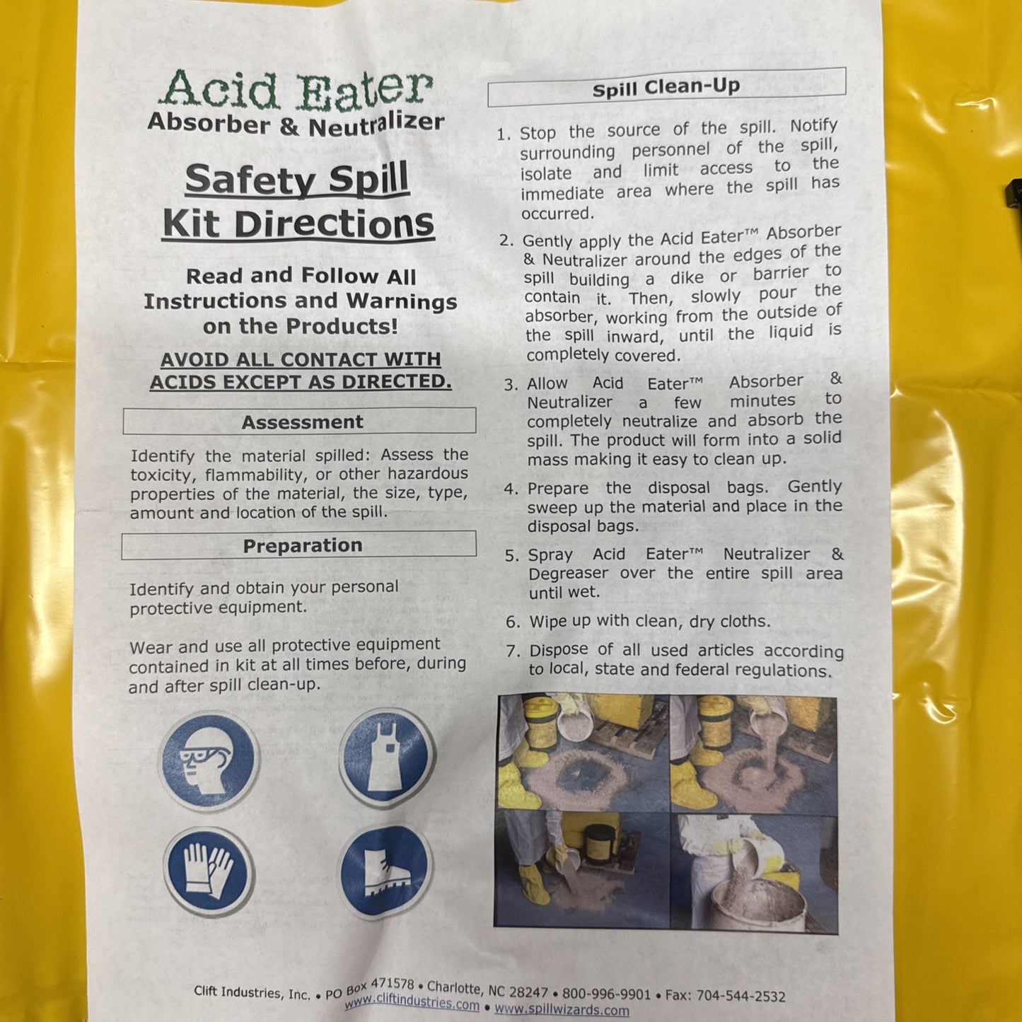 Acid Eater Battery Acid Spill Kit (1) 3WMR4 GHS 1006-001 (NIB)