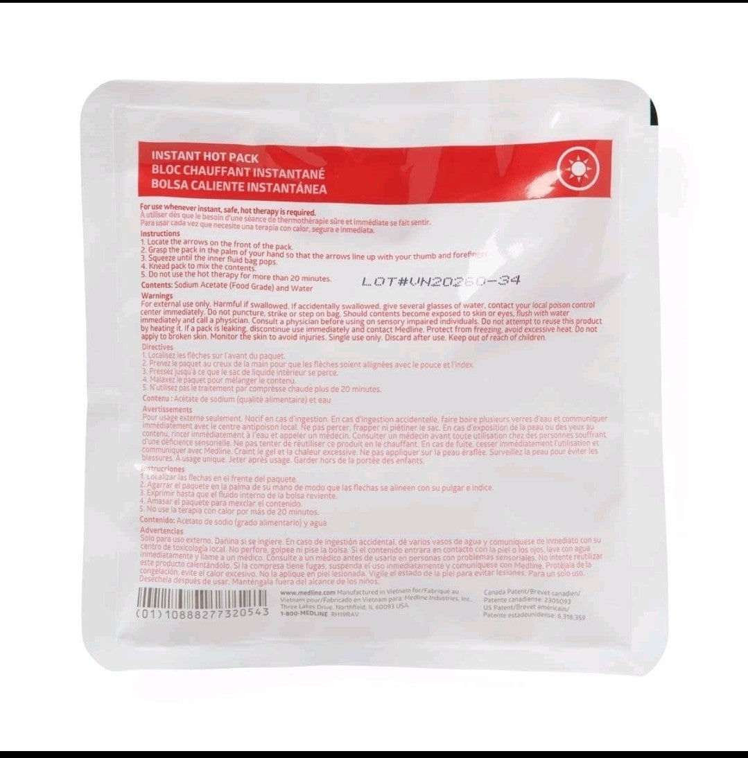 Case of 24 Medline Instant Hot Pack, 6 in. x 6 in.
