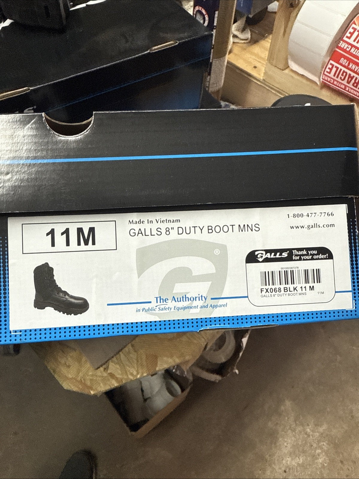 Galls 8" Duty Work Boots Men's Sz 11M Black Leather Soft Toe Tactical Lace Up