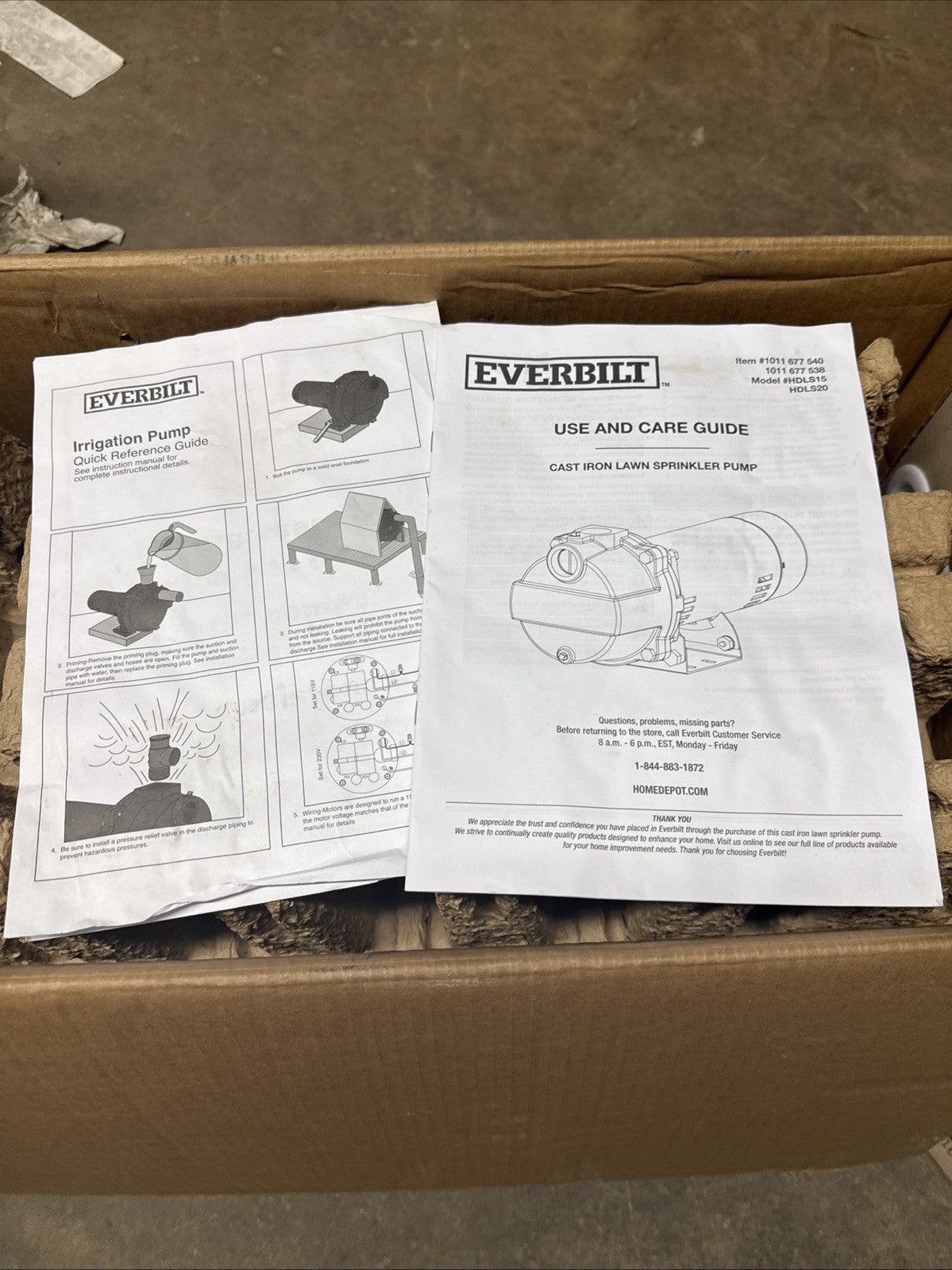 Everbilt 1-1/2 HP Cast Iron Lawn Irrigation Pump HDLS15 *For Parts*