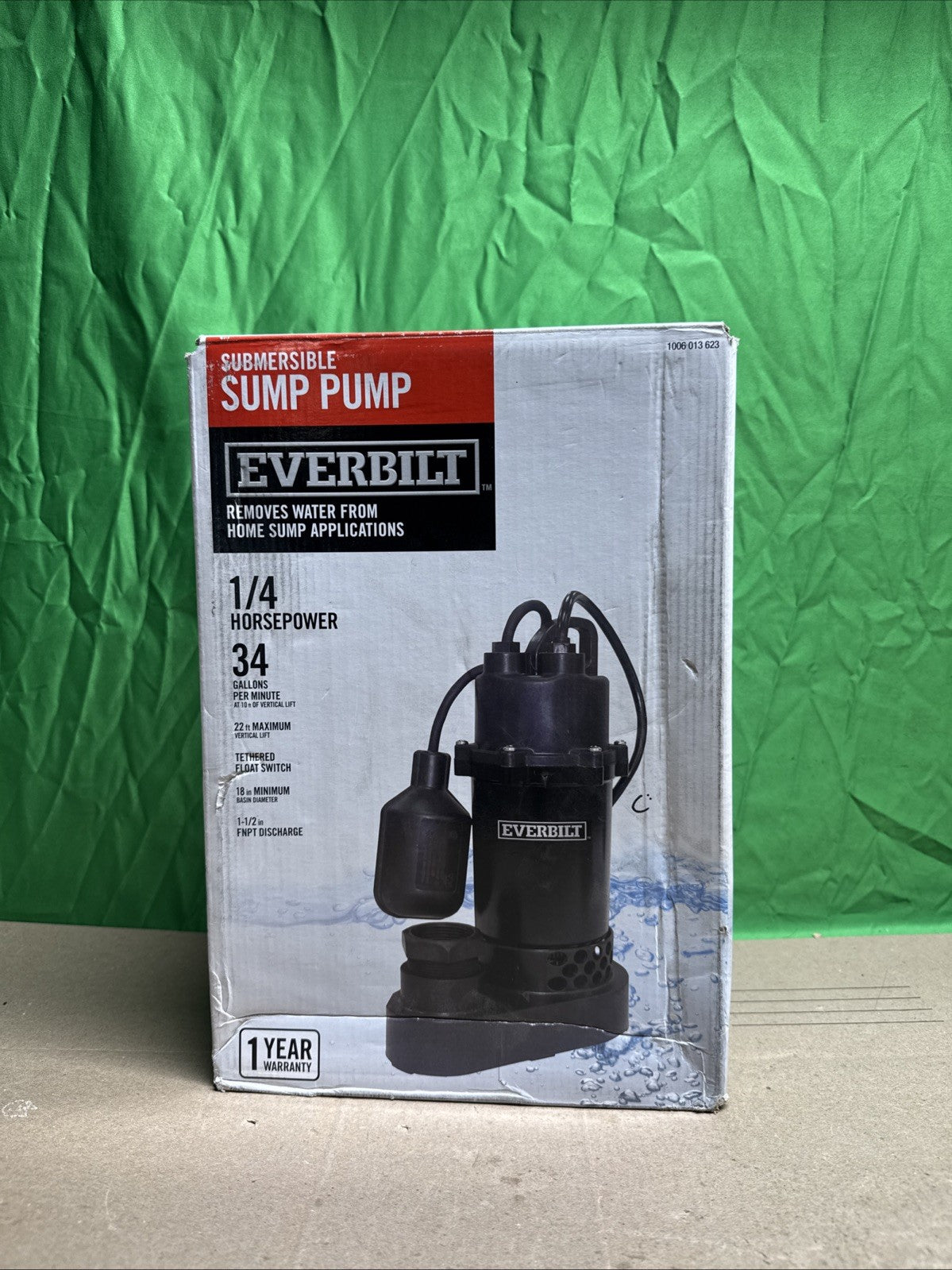 Everbilt 1/4 HP Aluminum Sump Pump w/ Tether Float Switch HDSP25W NEW OPEN BOX.