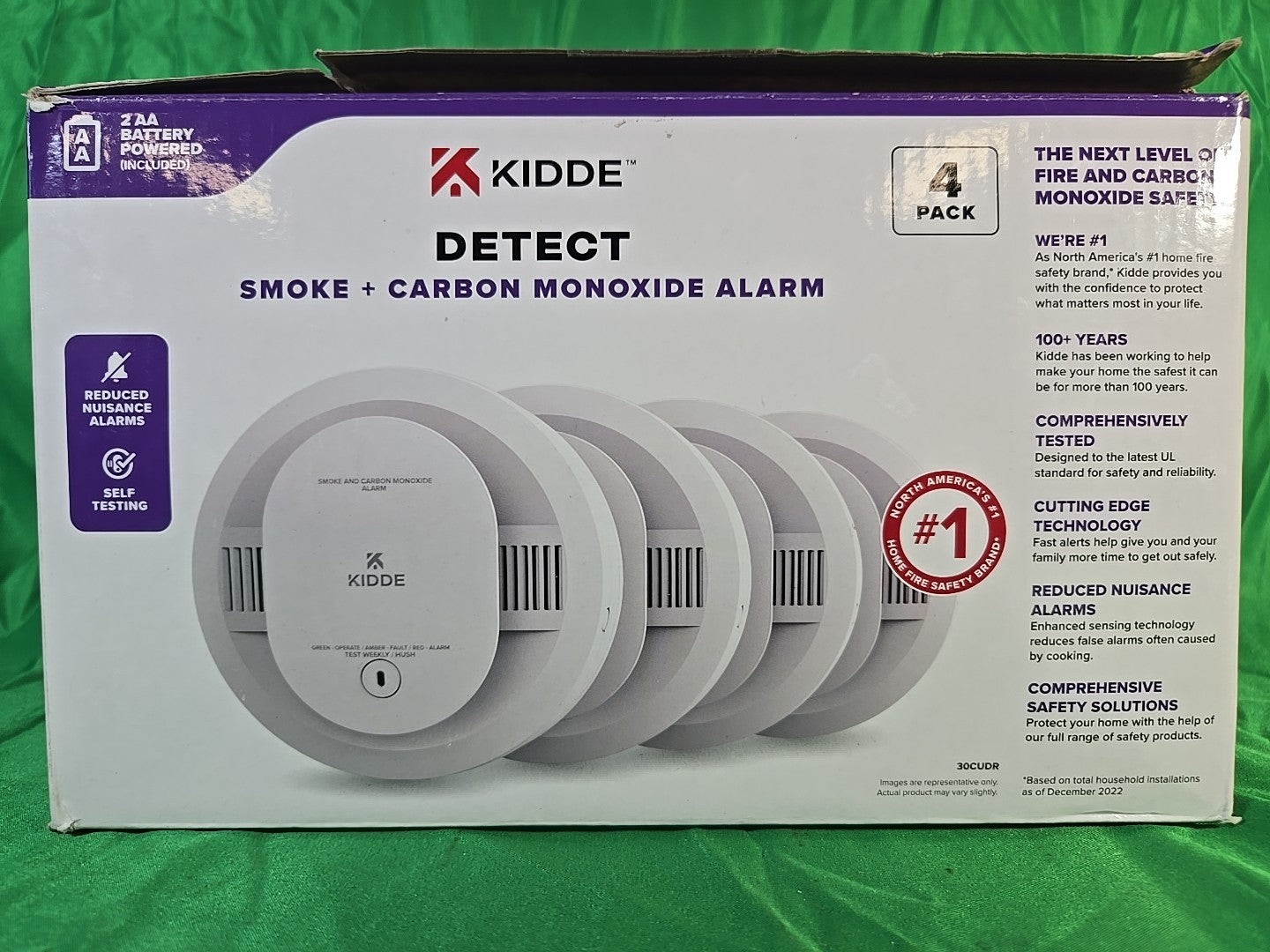 4X Kidde 30CUDR Smoke & Carbon Monoxide Alarm Detector AA Battery Powered 4 pack