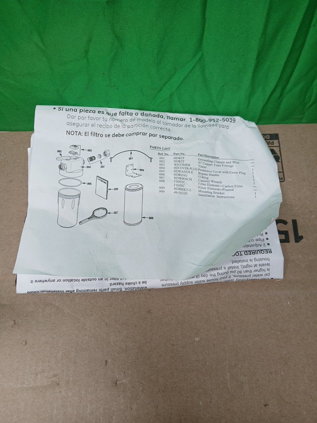 GE Whole House Water Filteration System Model# GXWH40L