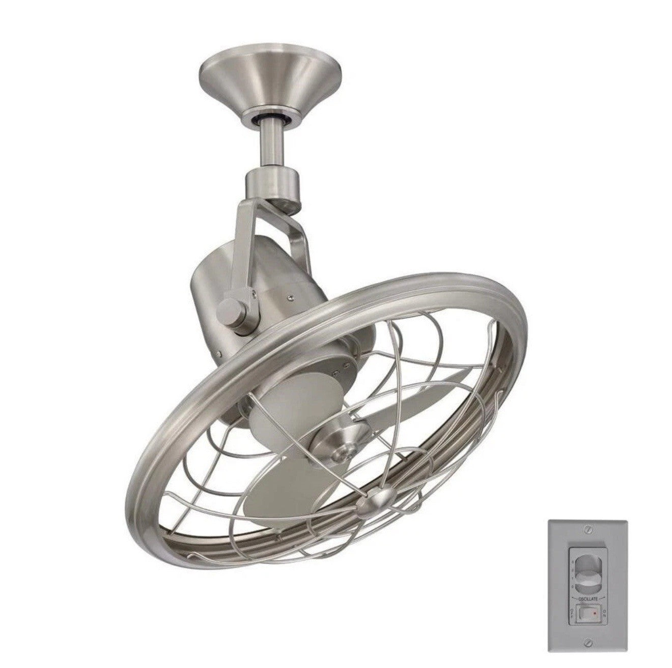 Home Decorators Bentley II 18 in Outdoor Oscillating Ceiling Fan Brushed Nickel