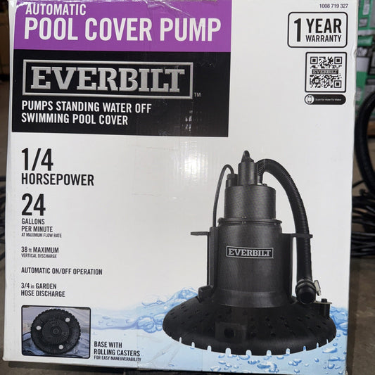 Everbilt Submersible Pool Cover Pump 1/4 Hp HDPCP25 - Tested