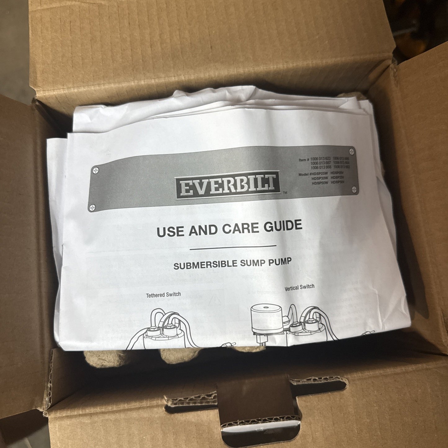 Everbilt 1/3 HP Corrosion Resistant Aluminum Sump Pump w/ Tether Switch NEW OB