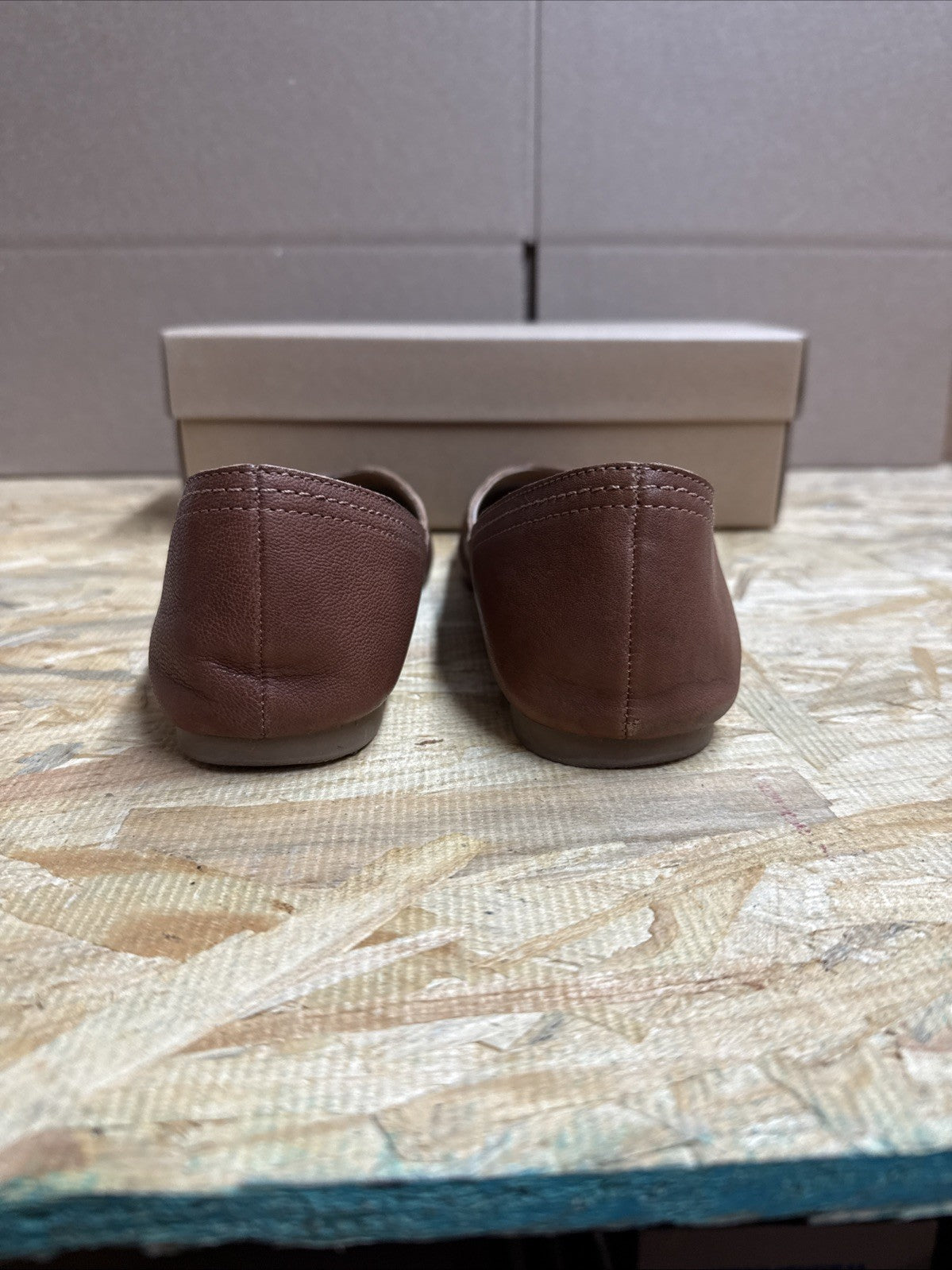 Lucky Brand Womens Size 8.5 Leather Brown Ballet Flats Alba Umber Oyster