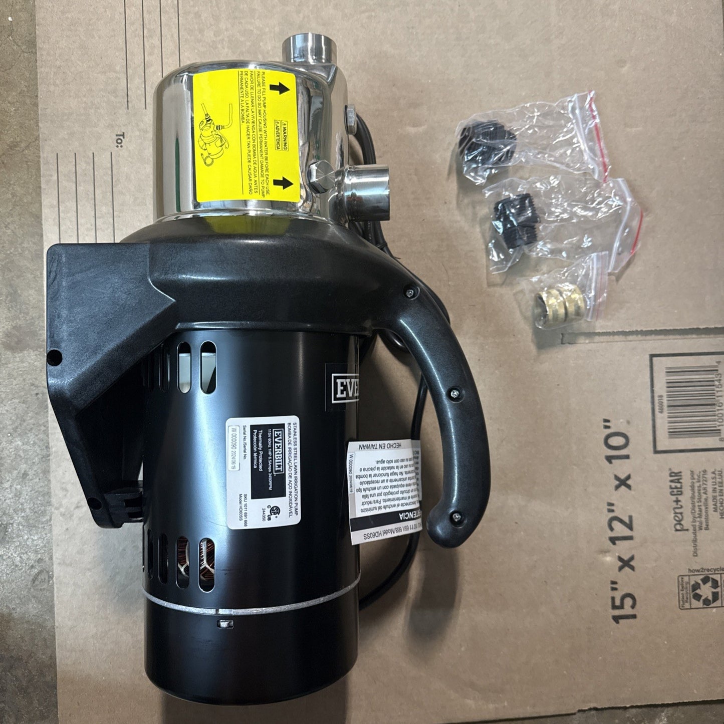 EVERBILT HD60SS 1 HP Stainless Steel Portable Lawn Irrigation Pump NEW OPEN BOX