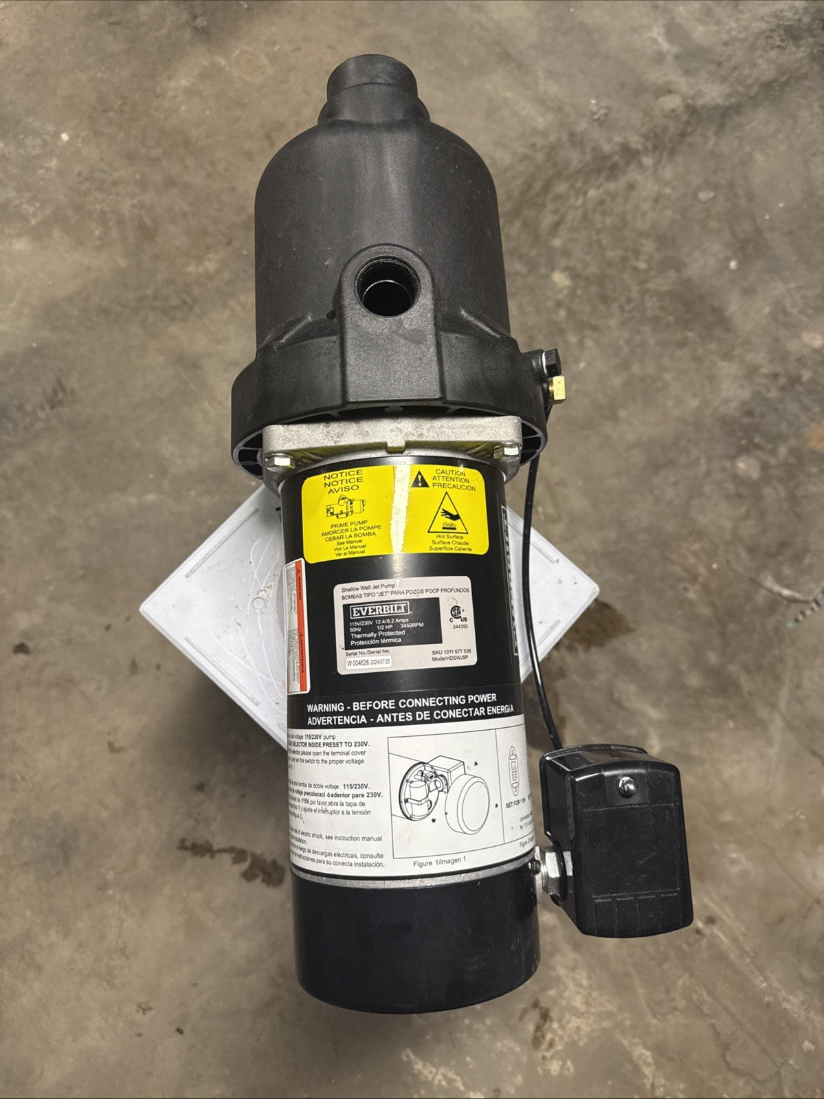 Everbilt 1/2 HP Shallow Well Jet Pump 1011677535 *Read Description**