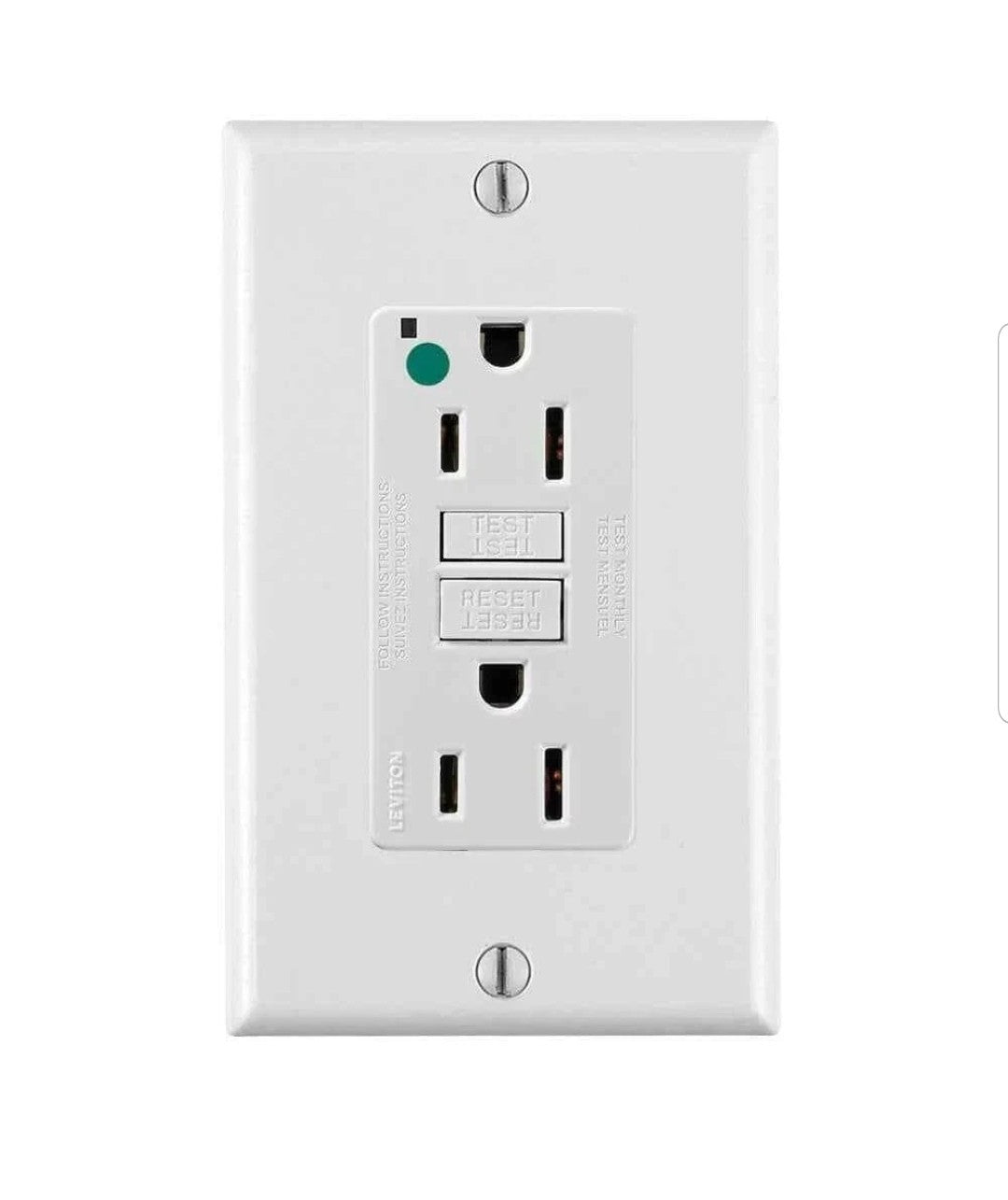 15 Amp Self-Test SmartLockPro Hospital Grade Duplex GFCI Outlet with LED, White