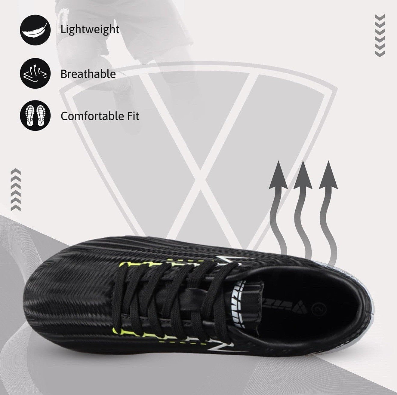 VIZARI unisex youth FG Soccer cleats Futbol Shoes Black White Size 9