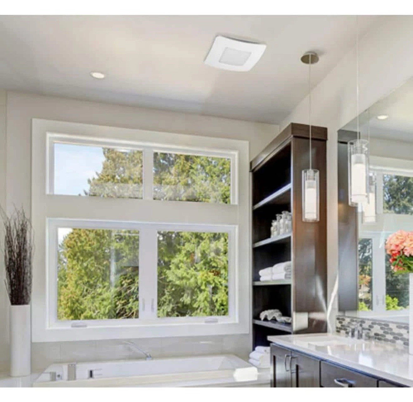 ReVent Bathroom Ceiling Exhaust Fan 150-CFM 120V Adjustable LED Lighting White