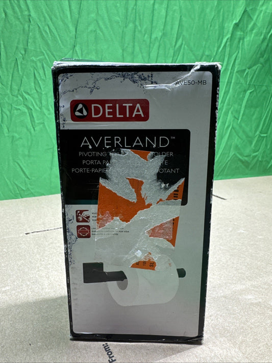 Delta Averland Wall Mount Pivot Arm Toilet Paper Holder in Matte Black