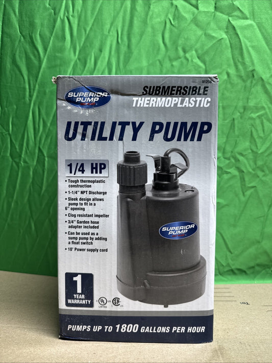 Barracuda 1/4 HP Thermoplastic Submersible Utility Pump 1500 GPH Max Flow Rate