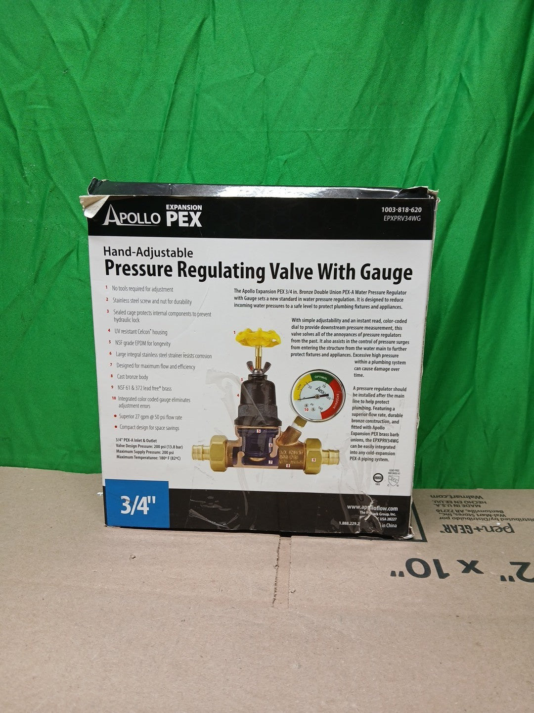 Apollo 3/4 in Bronze Double Union PEX-A Barb Water Pressure Regulator with Gauge