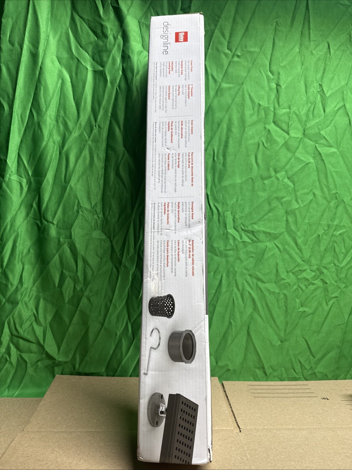 OATEY Designline 24 in. Matte Black Linear Shower Drain Square Pattern DL32240