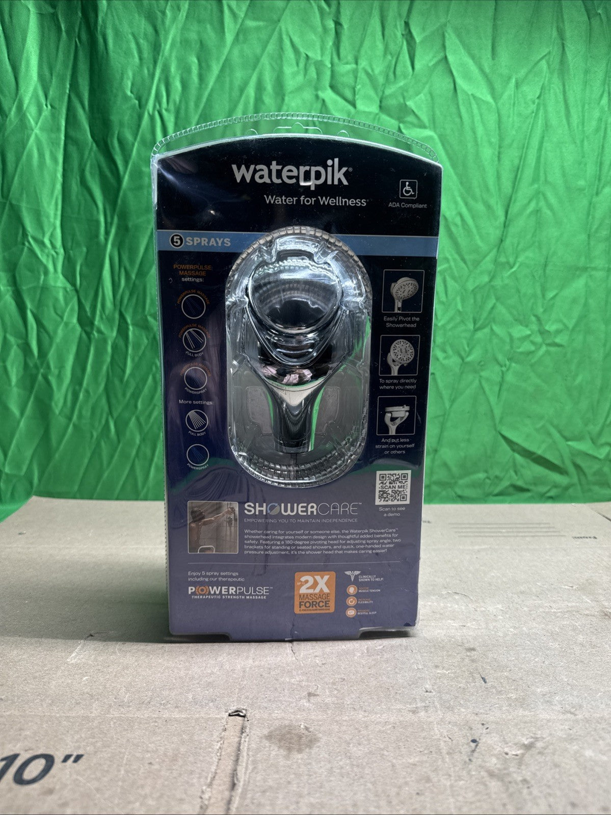 Waterpik Hand Held Shower Head Chrome 180-Degree 5-Modes QBS-563MEB