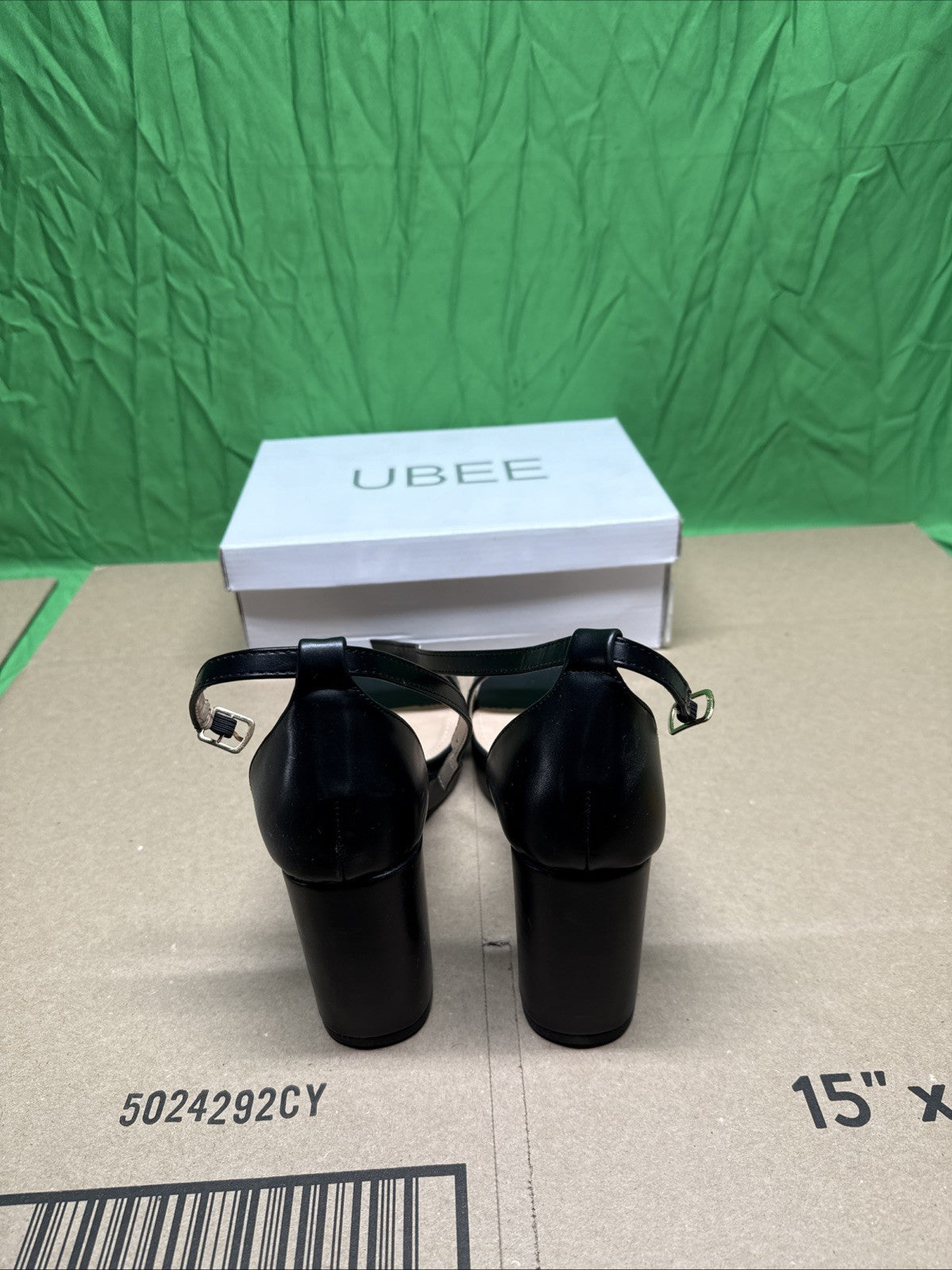 Nude High Heels Size 9.5 Women's open toe ankle strap Thick heel