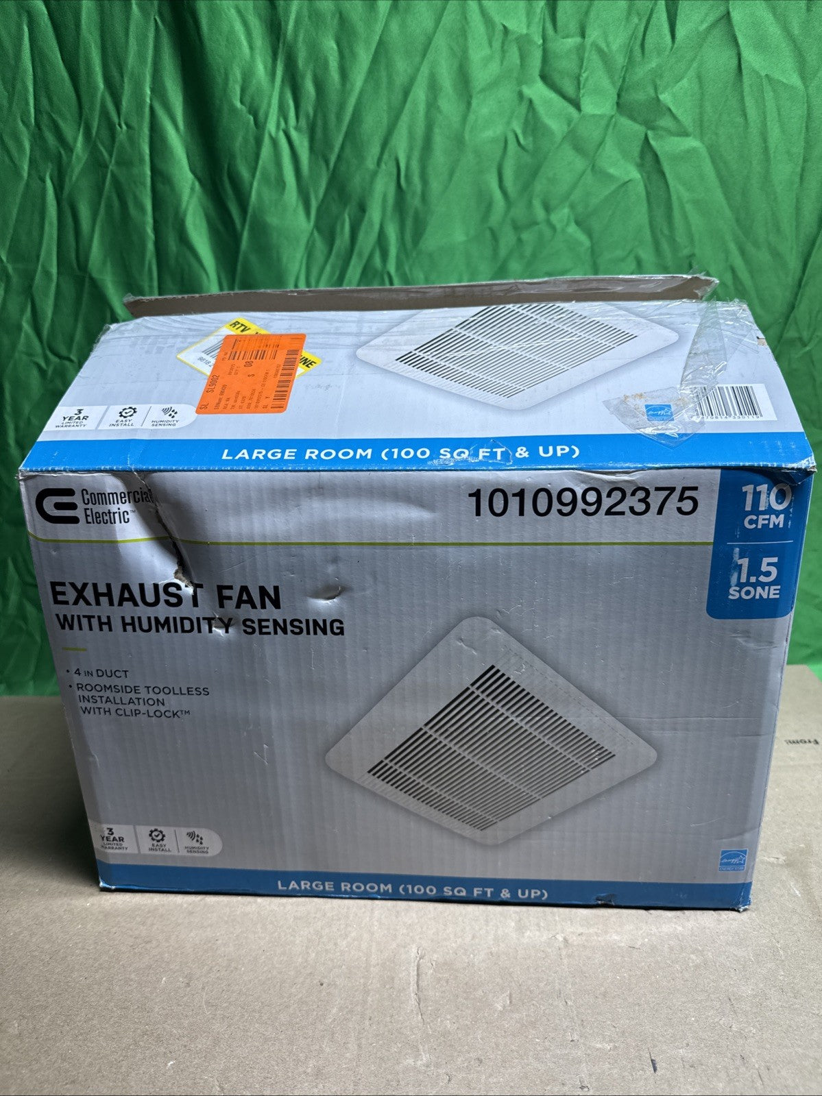 Commercial Electric 110 CFM 1.5 Sone Bathroom Exhaust Fan with Humidity Sensing.