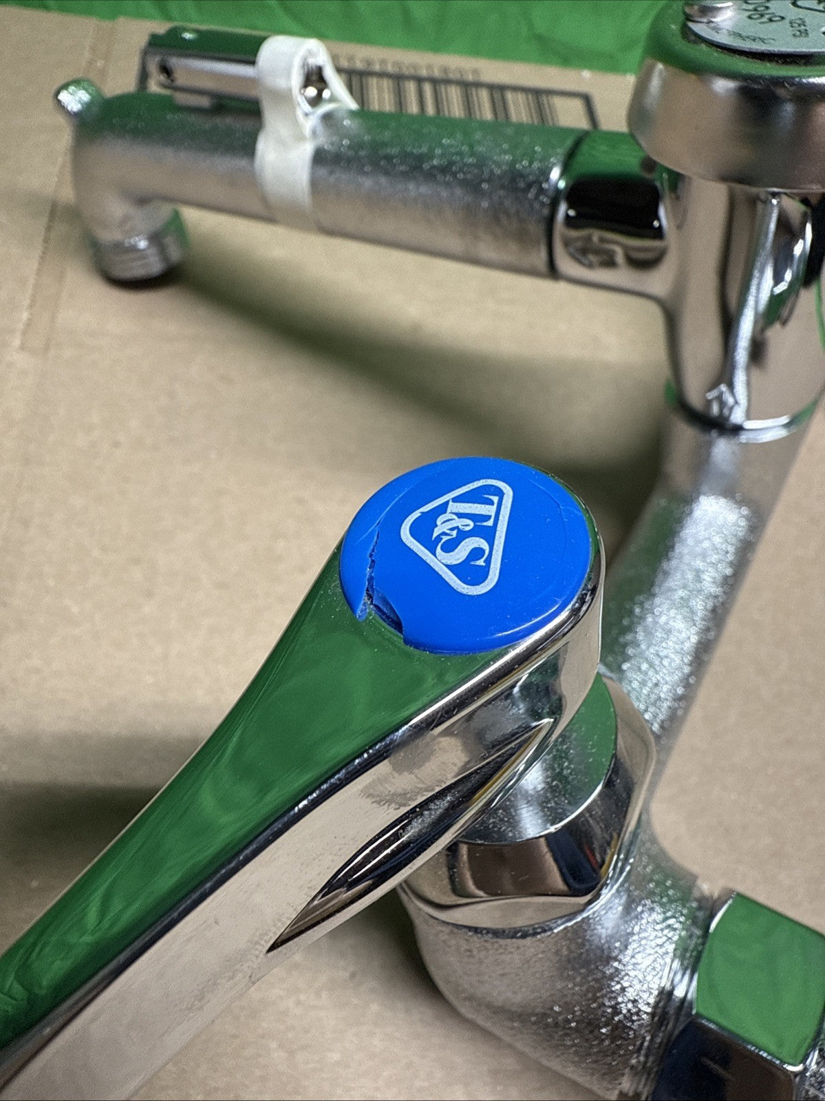 T&S Brass Service Sink Faucet Wall Mount 8" Center Built In Stop Chrome Industri