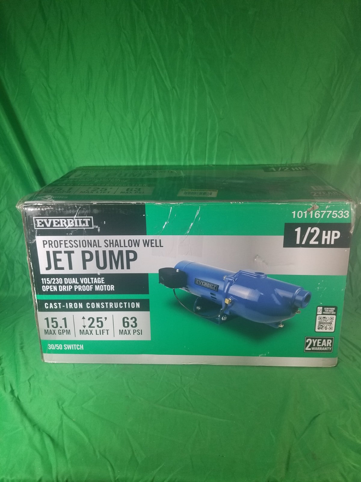 Everbilt Shallow Well Jet Pump Cast Iron 1/2HP HDSWJ5 Good Condition Read Descri