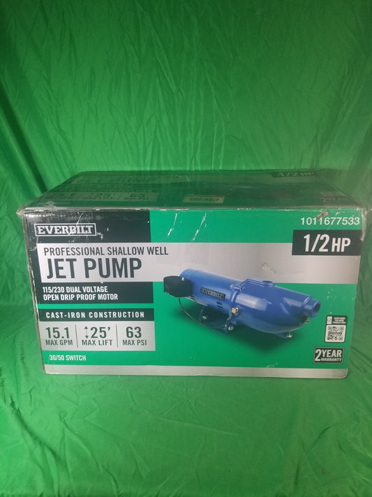 Everbilt Shallow Well Jet Pump Cast Iron 1/2HP HDSWJ5 Good Condition Read Descri