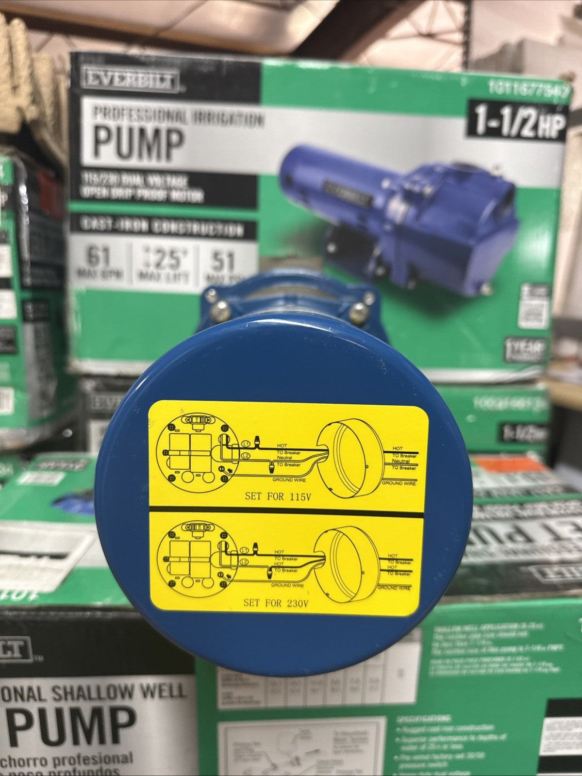 Everbilt 1-1/2 HP Cast Iron Lawn Irrigation Pump Sprinkler Pump NEW Open Box