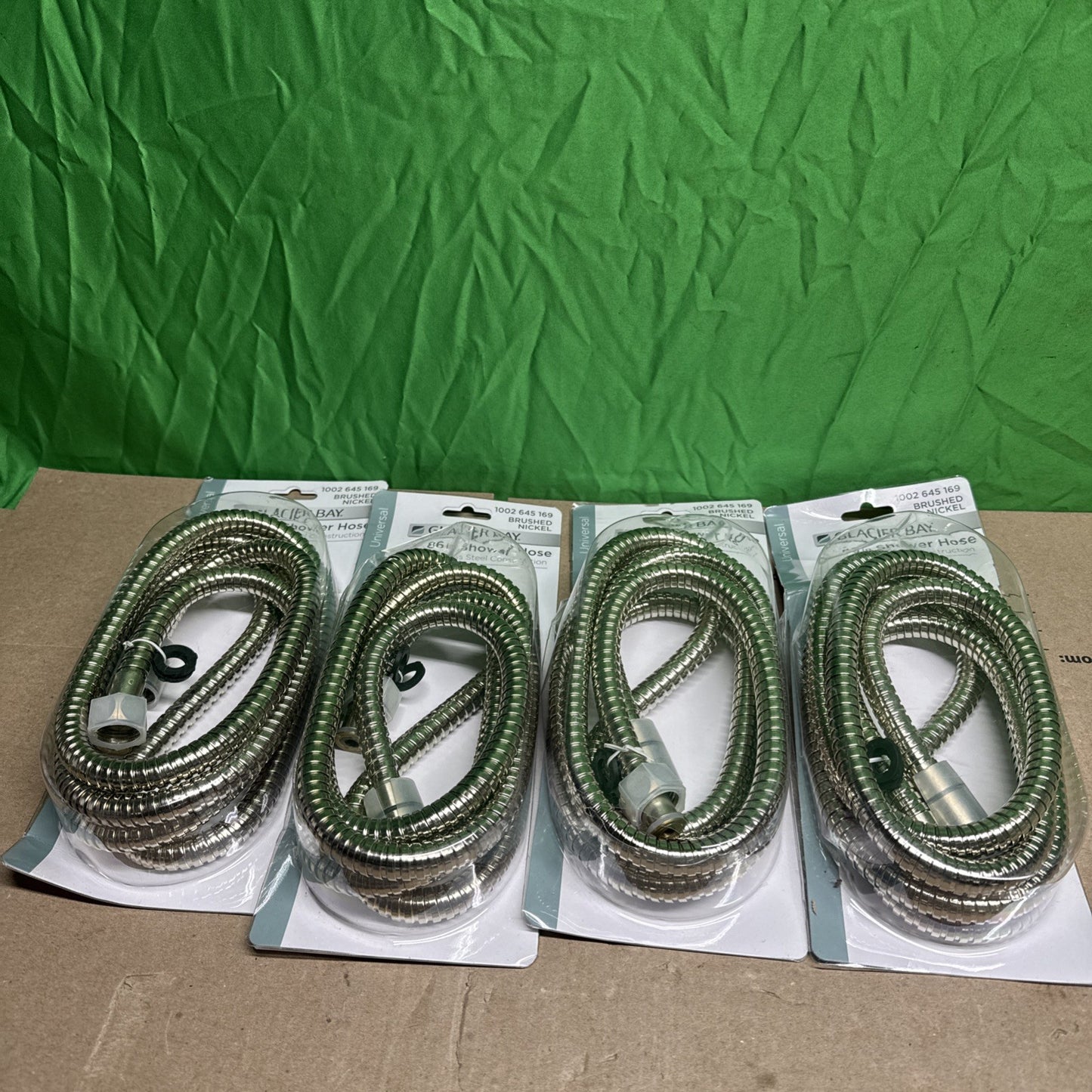 4PK Glacier Bay 86 inches Stainless Steel Universal Shower Hose in BrushedNickel