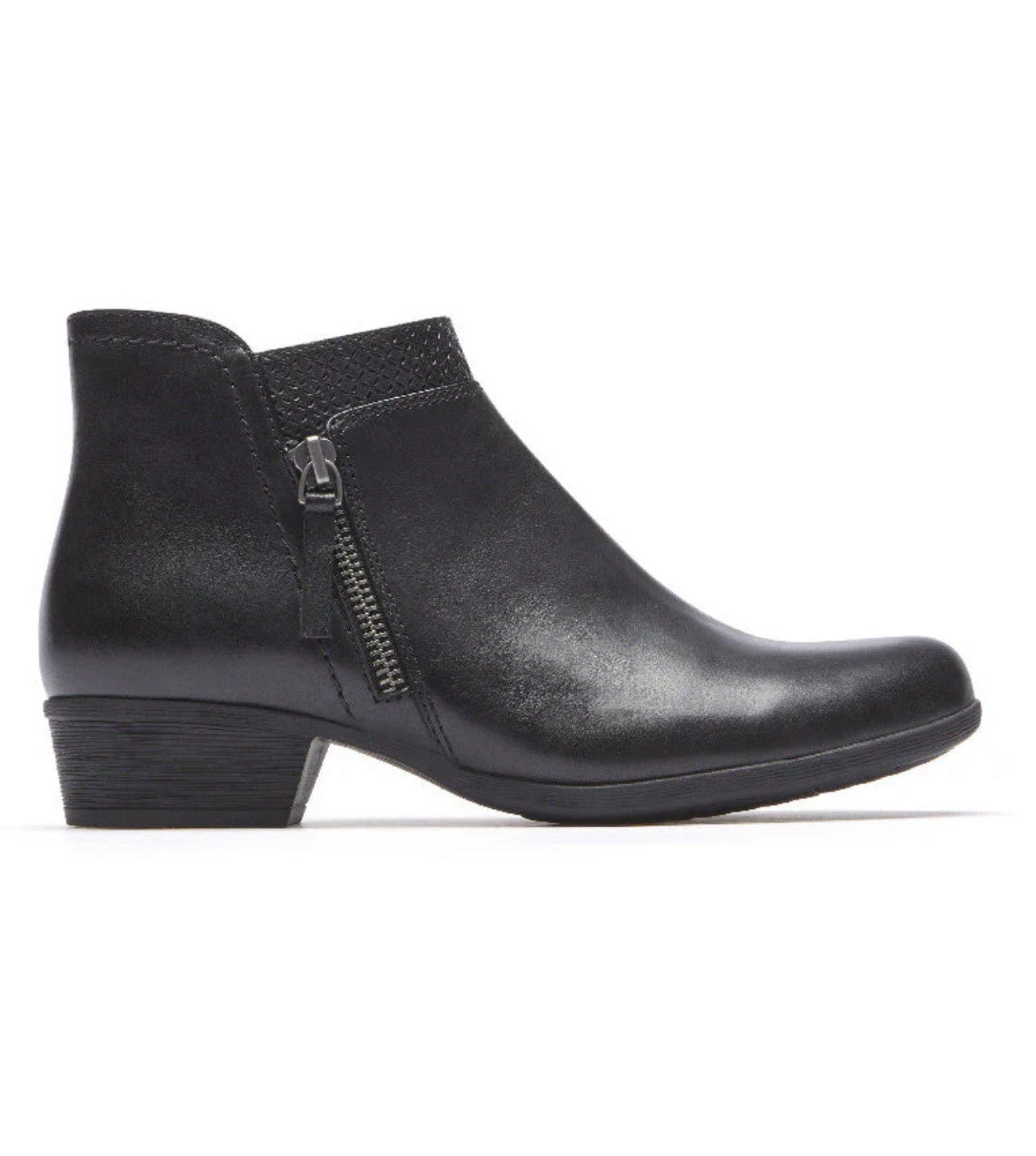 NEW ~ Rockport CARLY Ankle Boots Womens Size 7 M Black Leather Side-Zip CH3960
