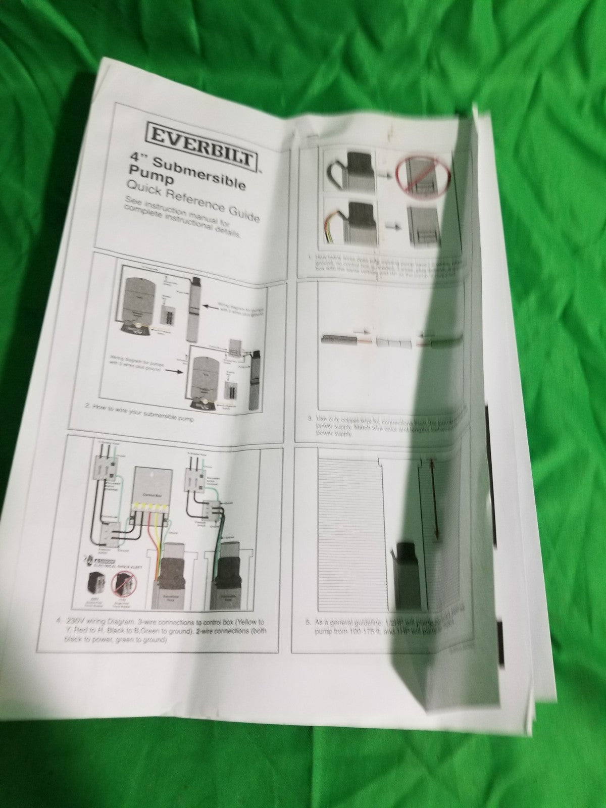 EVERBILT HDSUB10-102 Deep Well Pump 4” Submersible 1 HP 10 GPM 2 Wire 310’