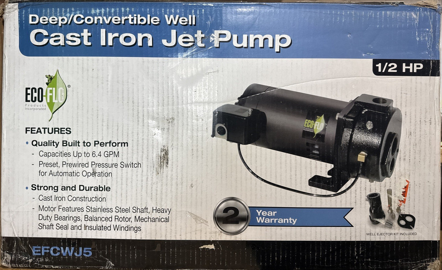 1/2 HP Convertible Deep Well Jet Pump See Pictures Small Dent Back Cover Tested