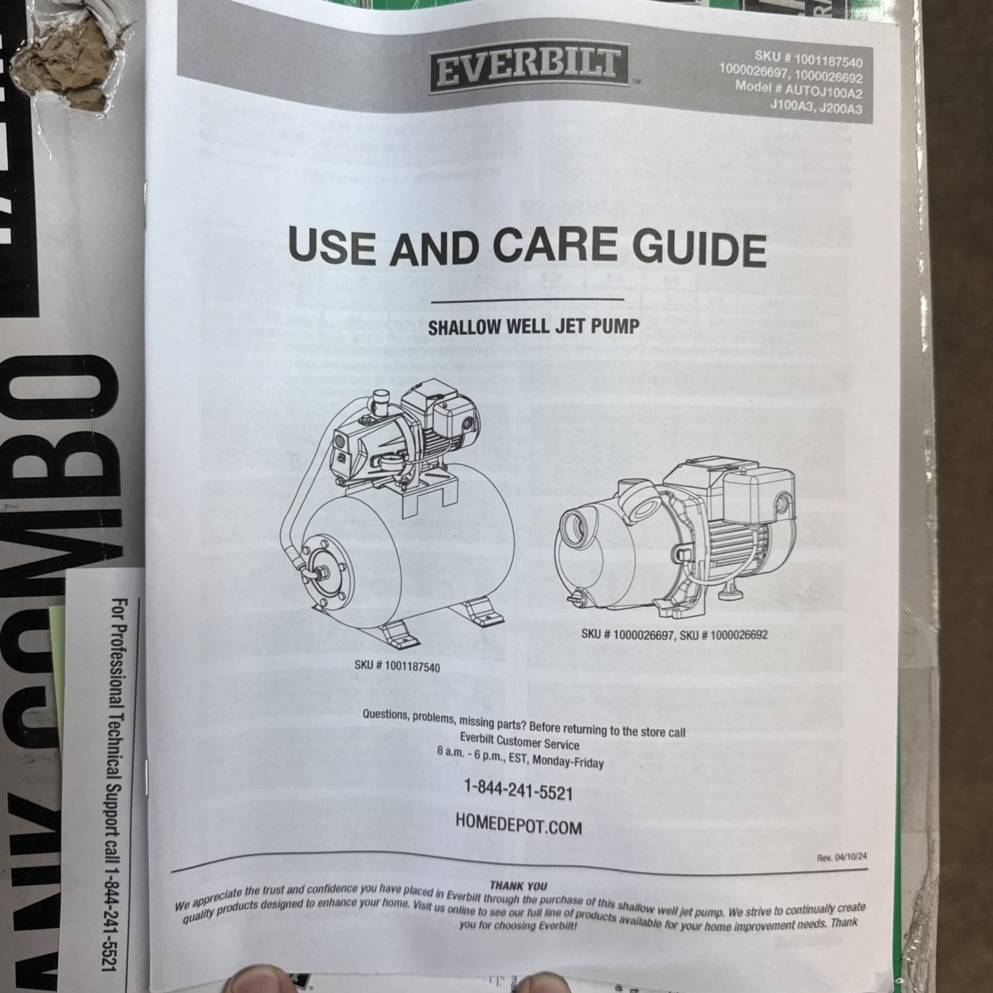 Everbilt 1/2HP Jet Pump/Tank Combo Cast iron with 6 Gallon Tank New OB