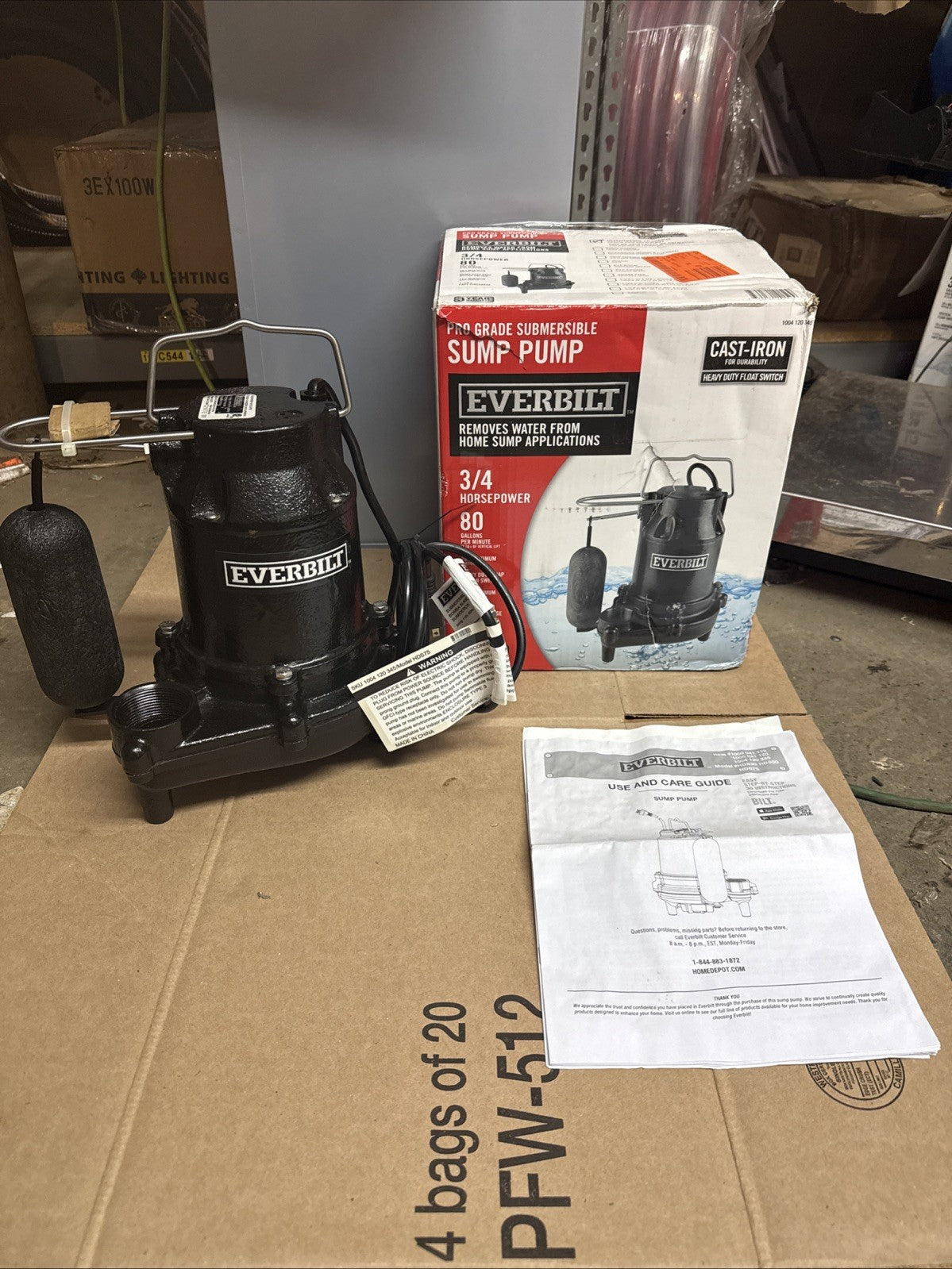 Everbilt 3/4HP Cast-Iron Pro-Grade Submersible Sump Pump 1004 120 345 HDS75