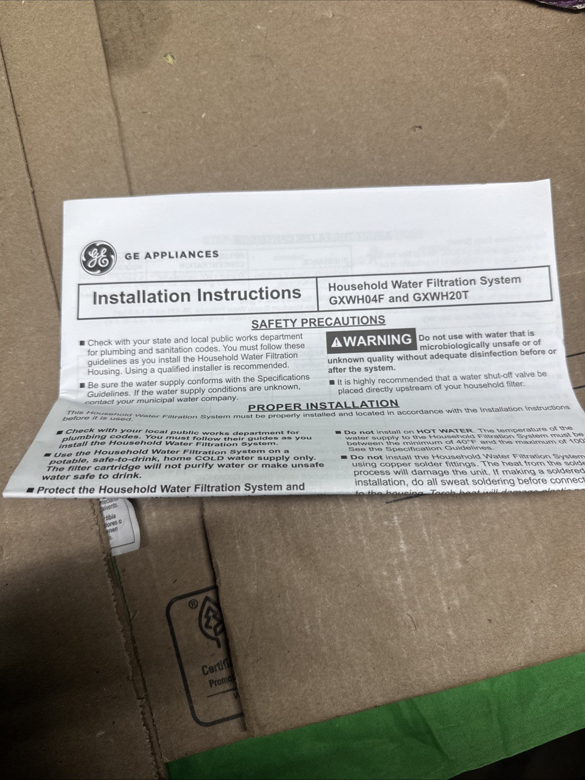 (LOT OF 2) GE GXWH20T Whole House Water Filtration System Model OPEN BOX