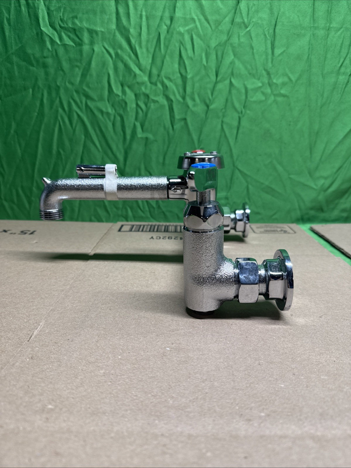 T&S Brass Service Sink Faucet Wall Mount 8" Center Built In Stop Chrome Industri