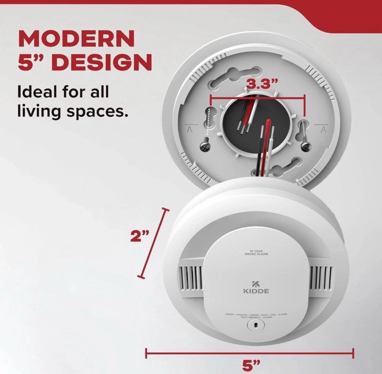 2 pack Kidde Hardwired Smoke Alarm Detector, 10Year Battery Backup Model 20SA10