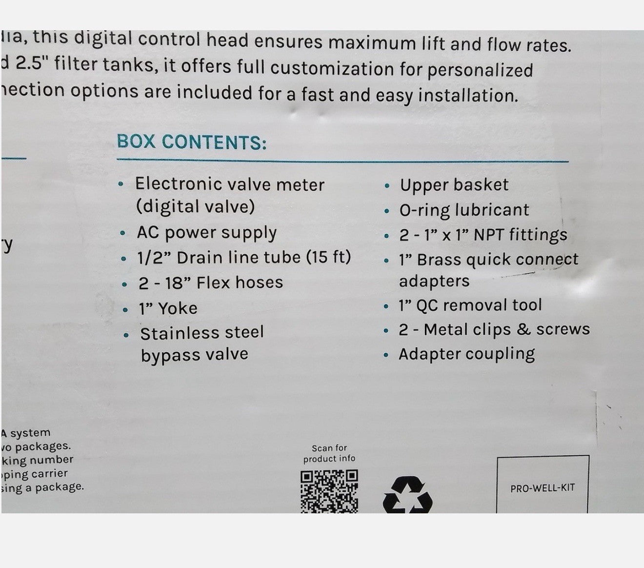 PRO+AQUA PRO-WELL-1E Whole House Well Water Filtration DIGITAL VALVE NO TANK