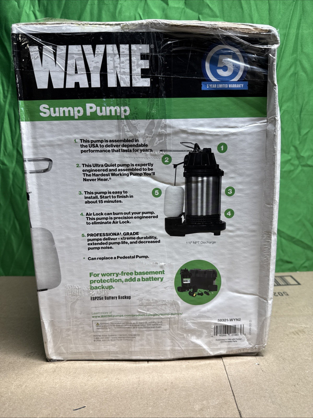 Wayne CDU1000 1 HP Stainless Steel Cast Iron Submersible Sump Pump NOB