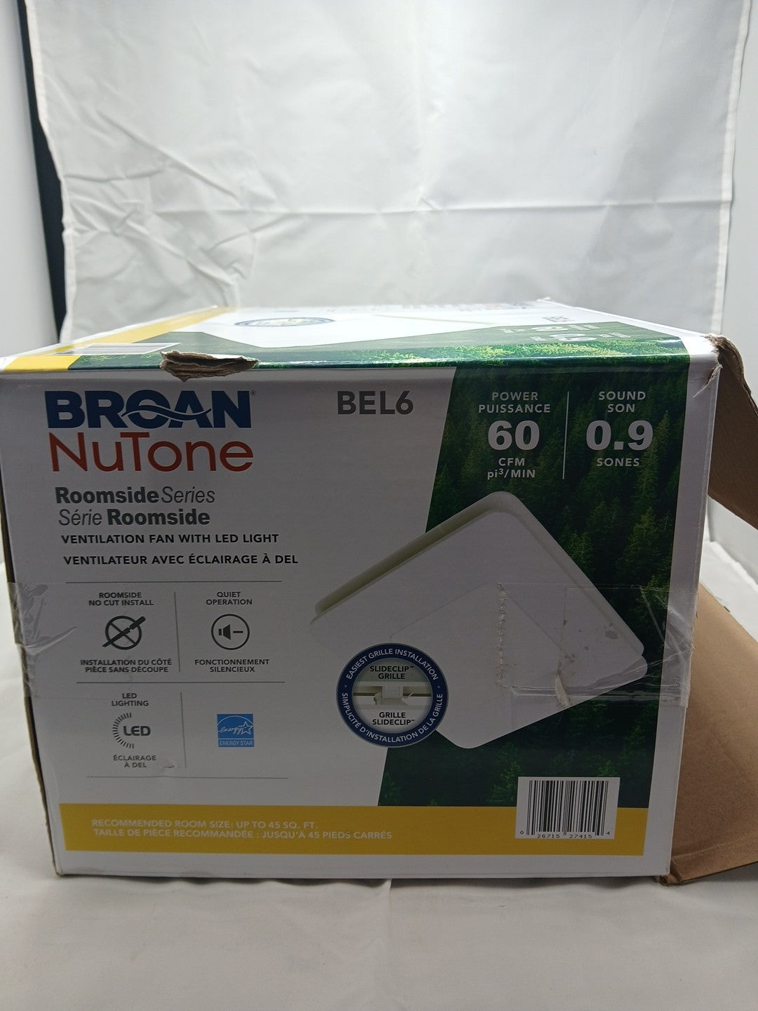 Broan-NuTone BEL6 Bathroom Exhaust Fan w/LED Light, 60 CFM, 0.9 Sones, White OB