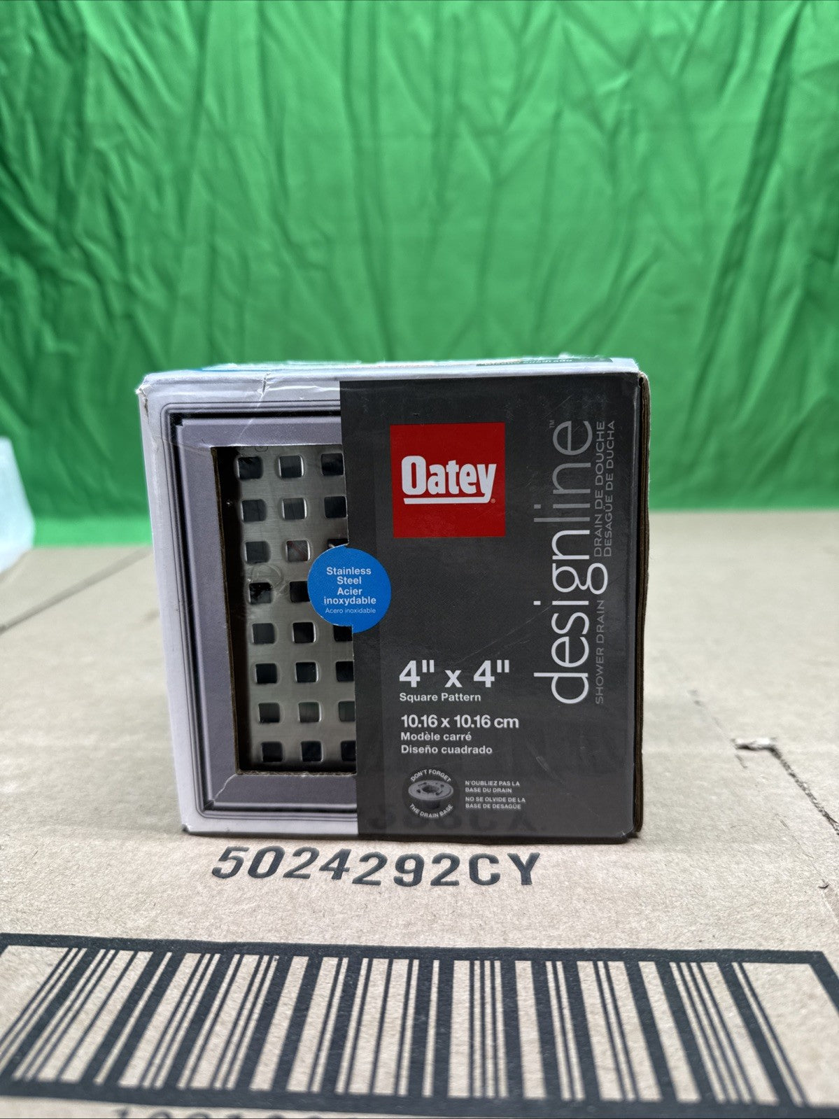 Designline 4 in. x 4 in. Stainless Steel Square Shower Drain w/ Drain Cover