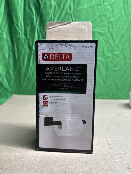 Delta Averland Wall Mount Pivot Arm Toilet Paper Holder in Matte Black