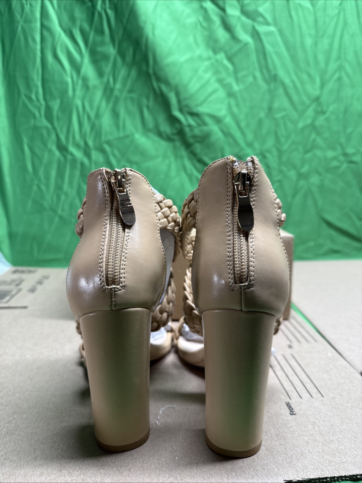 Ermonn Womens 7 Chunky High Heel Sandals Open Toe Woven Ankle Crisscross