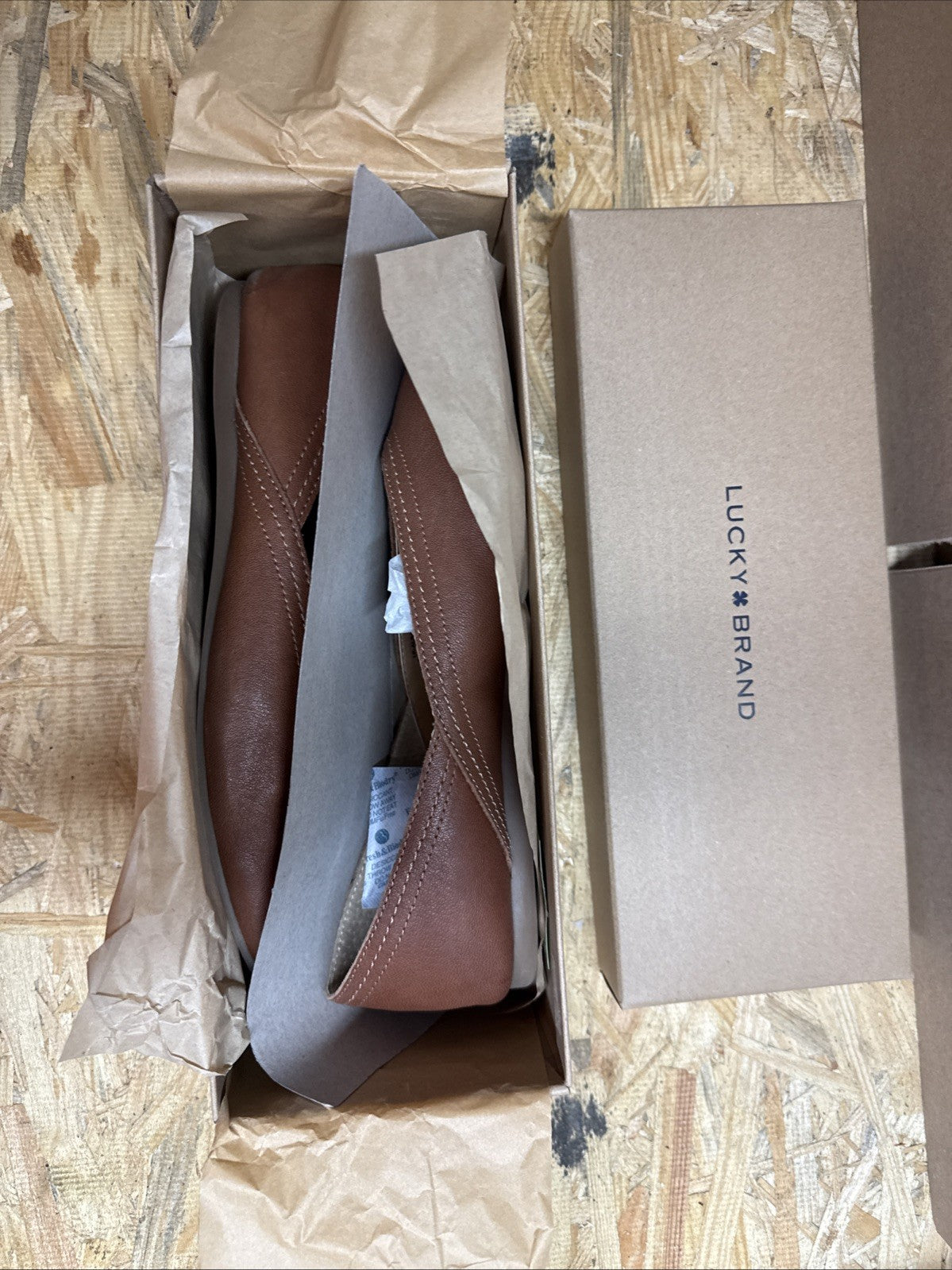 Lucky Brand Womens Size 8.5 Leather Brown Ballet Flats Alba Umber Oyster