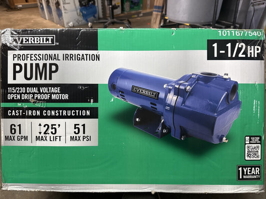 Everbilt 1-1/2 HP Cast Iron Lawn Irrigation Pump HDLS15 *For Parts*