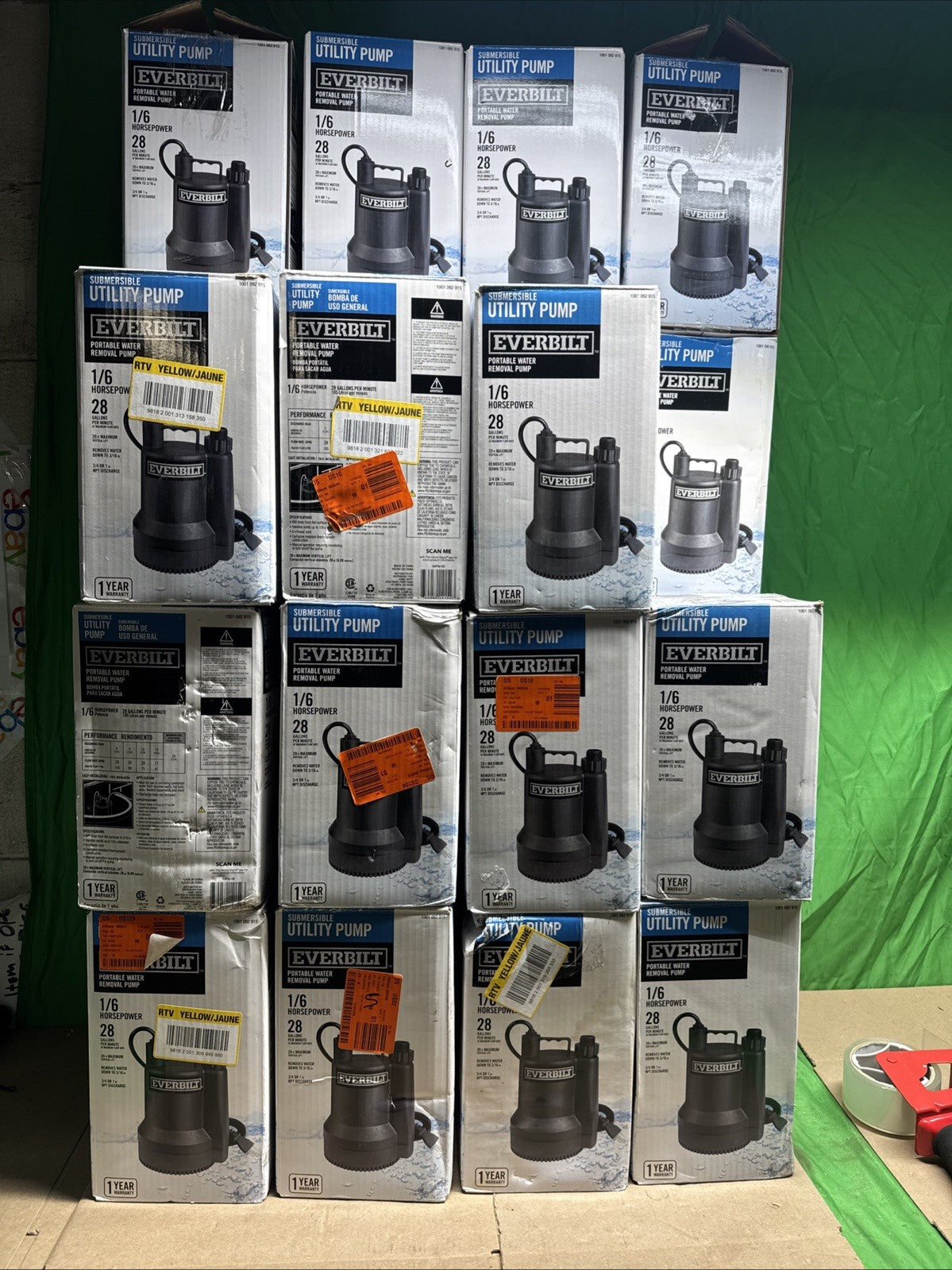 Everbilt 1/6 HP Plastic Submersible Utility Pump NEW OPEN BOX.