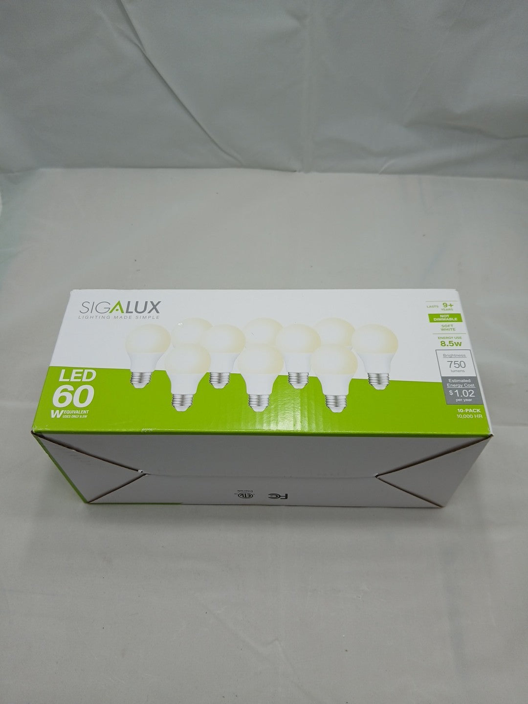 (10-pack) Sigalux A19 LED Light Bulbs 60, Soft White, Non Dimmable