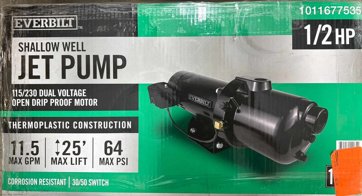 Everbilt 1/2 HP Shallow Well Jet Pump 1011677535 NEW!