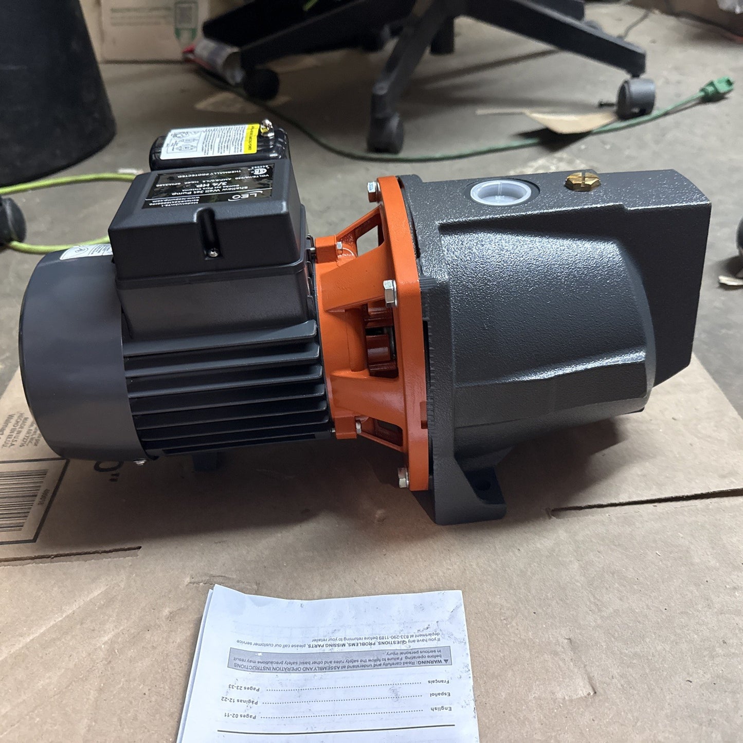 Leo Pump Cast Iron Construction Shallow Well Pump, 3/4 Hp 1100gpm 115/230v