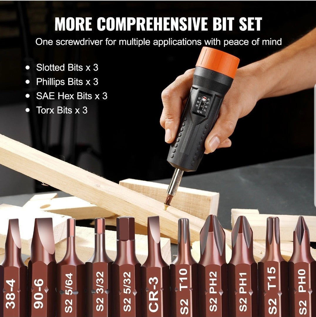 VEVOR Torque Screwdriver 1/4" Range 10-70 in/lb w/ 1 in-lb Increment View Window